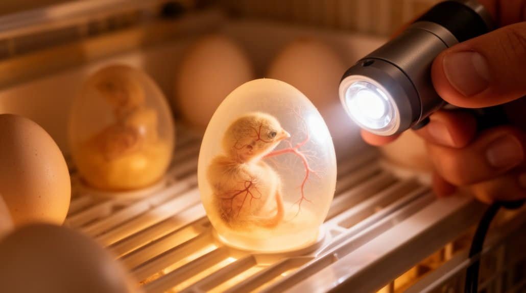 eieren controleren op ontwikkelingsvoortgang en schouwen