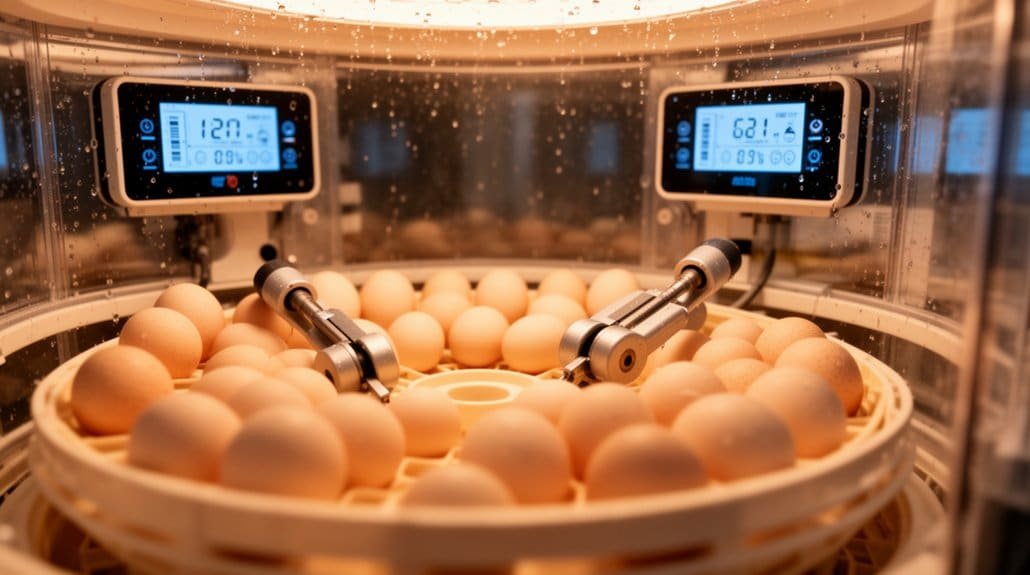 temperatuur en vochtigheid behouden, eieren draaien